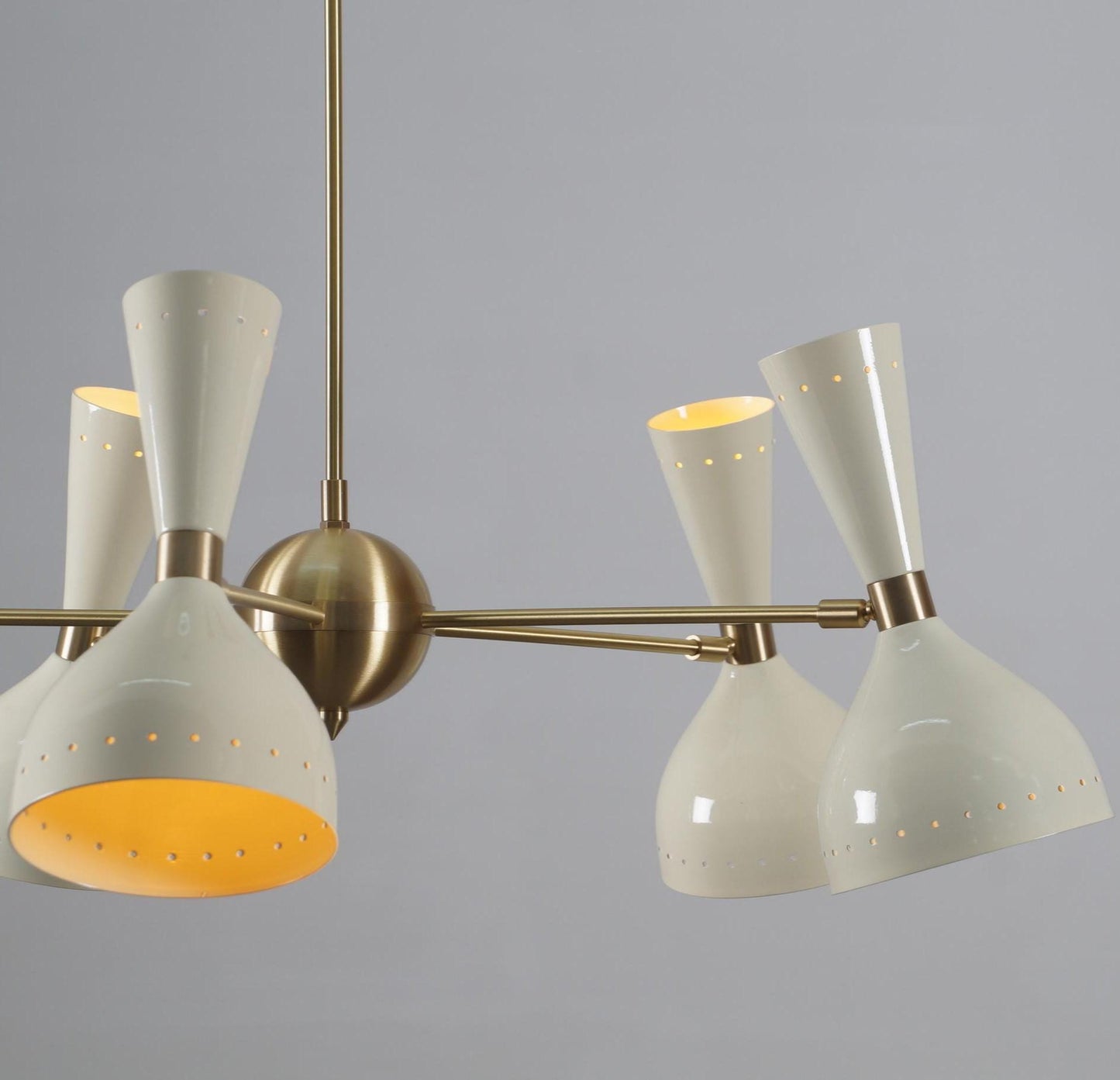 Stilnovo Style DIABOLO Sputnik Chandelier, Mid Century Modern Italian Style 5 Arm 10 Light, Handcrafted Brass Ceiling Light Fixture Art Deco