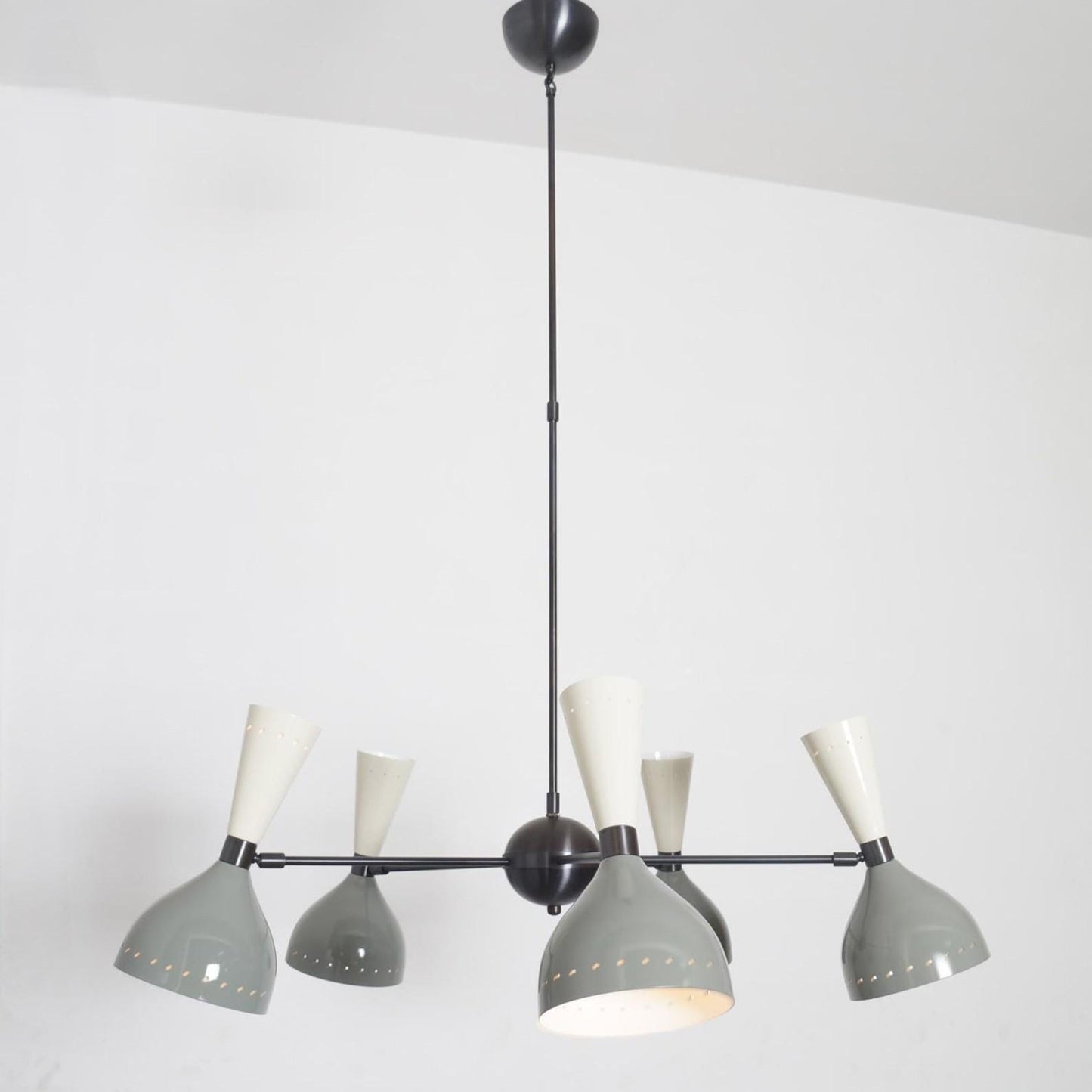 Stilnovo Style DIABOLO Sputnik Chandelier, Mid Century Modern Italian Style 5 Arm 10 Light, Handcrafted Brass Ceiling Light Fixture Art Deco