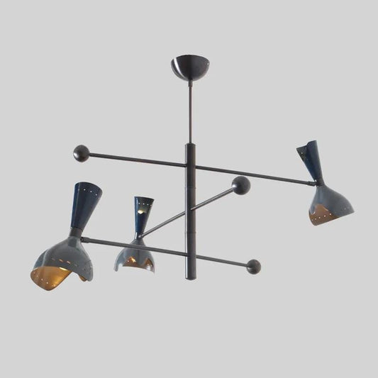 Mid Century Modern 3 Arm 6 Light Italian Style Sputnik Chandelier, Handcrafted Brass Chandelier, Contemporary Ceiling Pendant Light Fixture