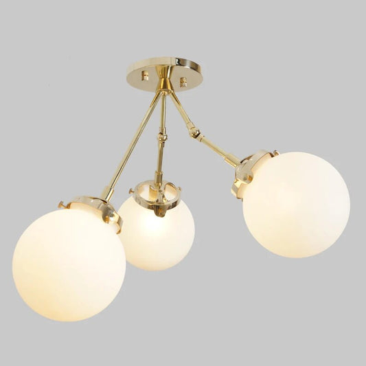 Mid Century 3 Globe Light Brass Ceiling Flush Mount, Sputnik Chandelier, Pendant Light Fixture Handcrafted Chandelier