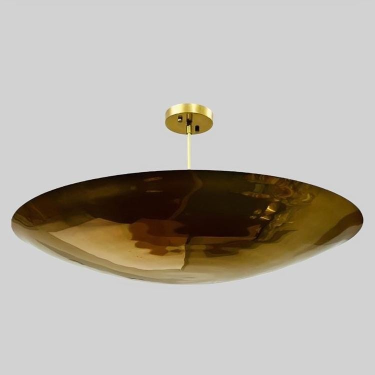 Dome Shade Rey Light Inspired Mid Century Modern Brass Sputnik Chandelier, Custom Ceiling Pendant Light Fixture Handmade 6 Light Wall Lamp