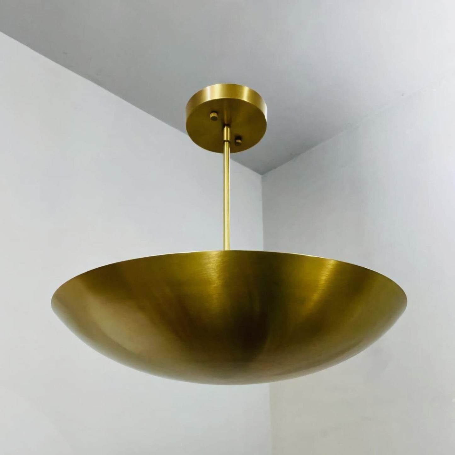 Dome Shape Mid Century Modern Brass Sputnik Rey Chandelier, Handcrafted Semi Flush Mount Ceiling Light Fixture Custom 6 Light Wall Lamp
