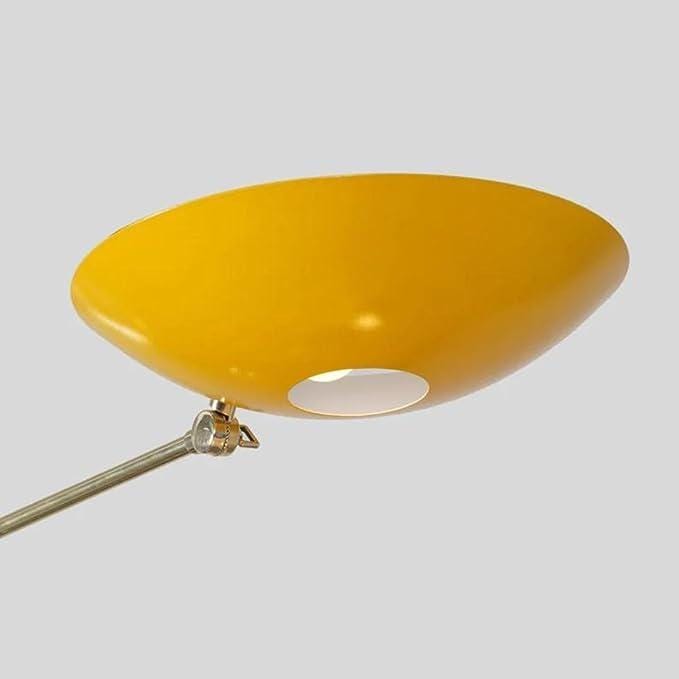 Stilnovo Style Counterbalance Multicolor Brass Chandelier, Mid Century Modern 5 Light Disk Shade Lamp, Counterweight Ceiling Light Fixture