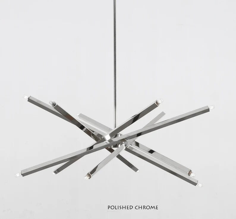 Large 12 Light Spiral Pendant Contemporary Style Chandelier, Handcrafted Modern Brass Sputnik Chandelier Light Fixture