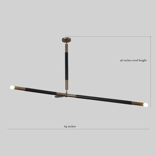 Arrow Shape Leather Slingshot Chandelier, Minimalist Asymmetrical Brass Ceiling Light Fixture, Contemporary Design Statement Three Arm Lamp