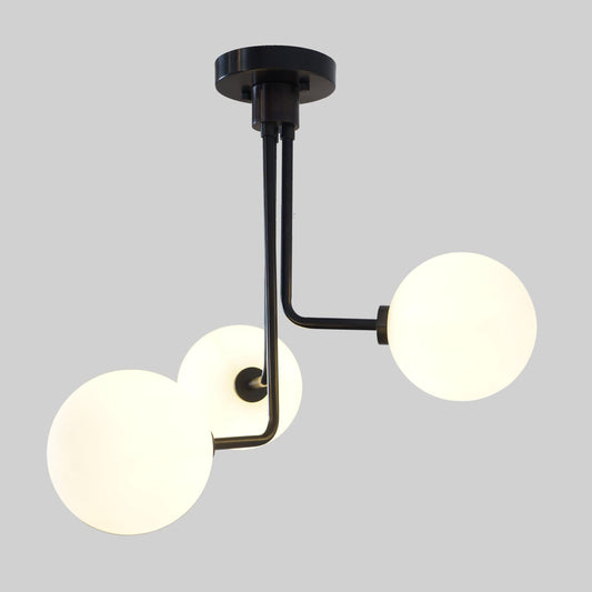 Semi-Flush Mount Three Globe Light Fixture, Mid Century Modern Sputnik Chandelier Brass Ceiling Pendant Light Fixture Handcrafted Chandelier