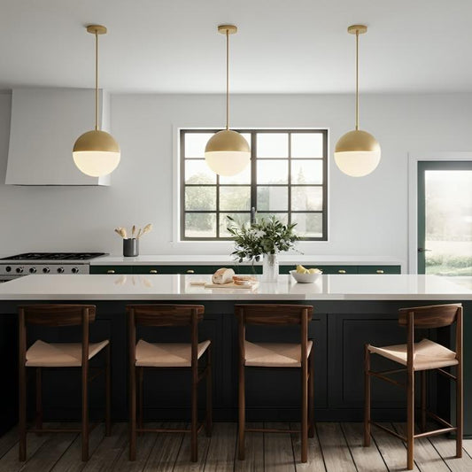 Mid Century Modern Pendant Light, Glass Globe Ceiling Lamp, Handcrafted Chandelier Brass Lighting, Modern Glass Ceiling Light Fixture