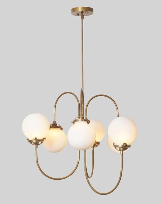 Mid Century Modern Bubble Gooseneck Globe Chandelier, Brass Frame Glass Globe Design Pendant Light Fixture Handcrafted Lamp Ceiling Light