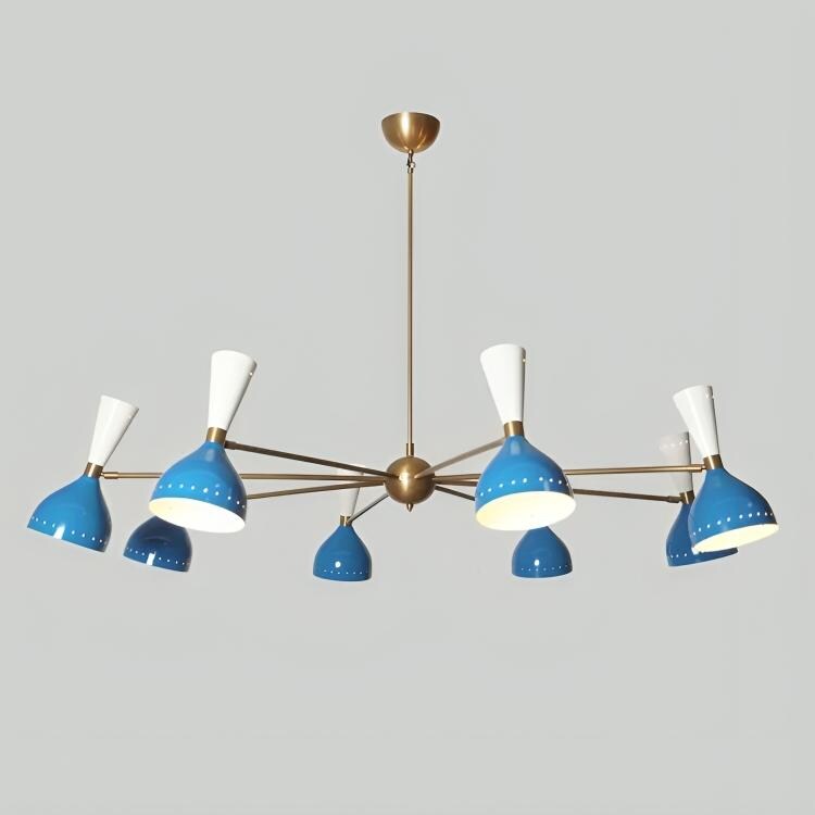 8 Arm 16 Light Stilnovo Style Diabolo Brass Chandelier, Mid Century Modern Italian Style Sputnik Chandelier, Handmade Ceiling Light Fixture