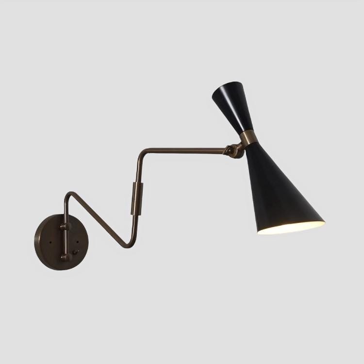 Stilnovo Style Swing Arm Wall Sconce, Mid Century Modern Brass Italian Wall Light, Handmade Single Light Adjustable Bedside Reading Lamp