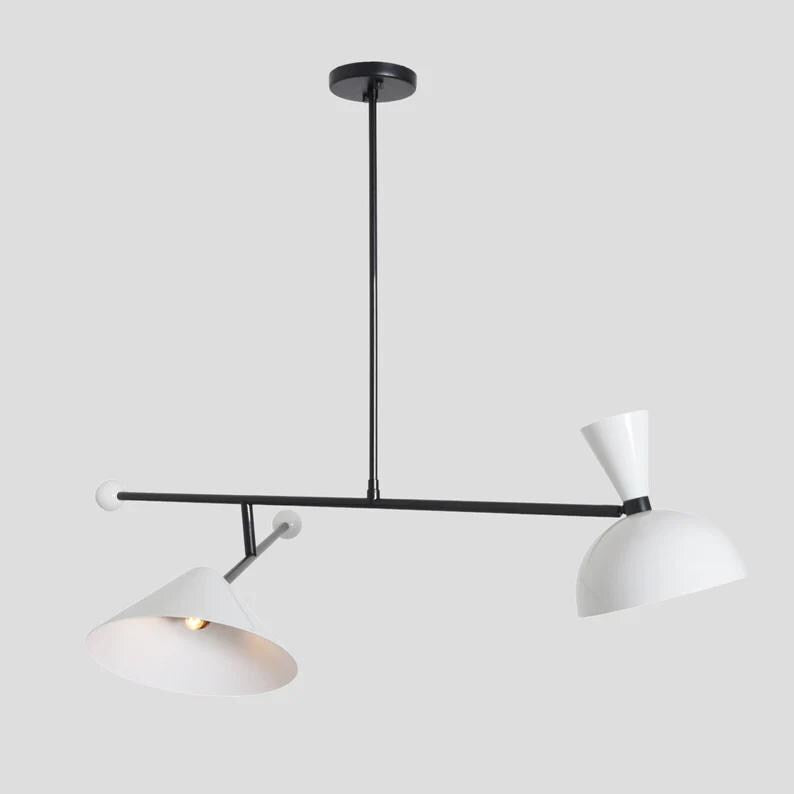 Two Light Counterweight Stilnovo Style Lamp, Mid Century Modern Counterbalance Pendant Light, Handcrafted Ceiling Light Fixture Home Decor