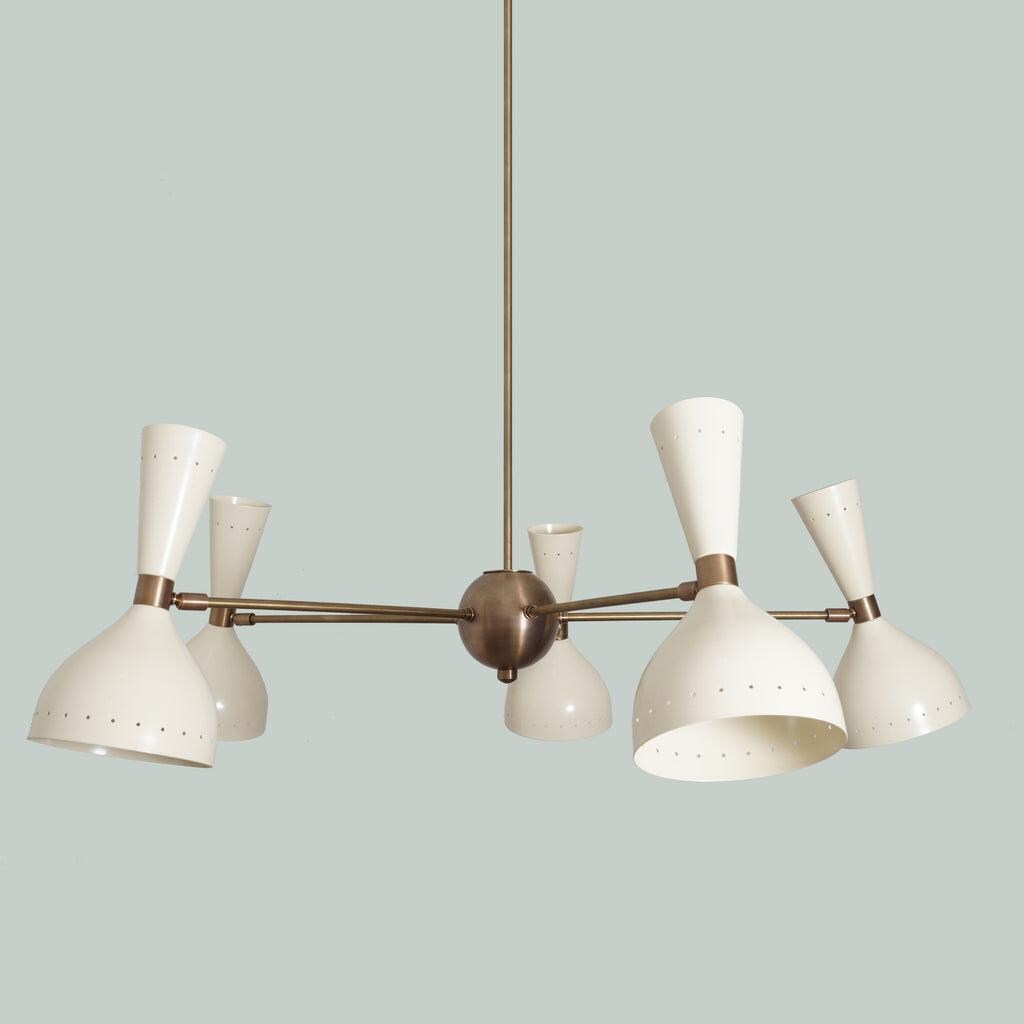 Stilnovo Style DIABOLO Sputnik Chandelier, Mid Century Modern Italian Style 5 Arm 10 Light, Handcrafted Brass Ceiling Light Fixture Art Deco