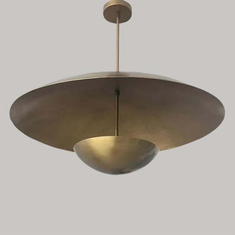 Mid Century Modern Double Dome Shade Brass Sputnik Chandelier Ceiling Semi Flush Mount Light Fixture Wall Lamp Handcrafted Chandelier