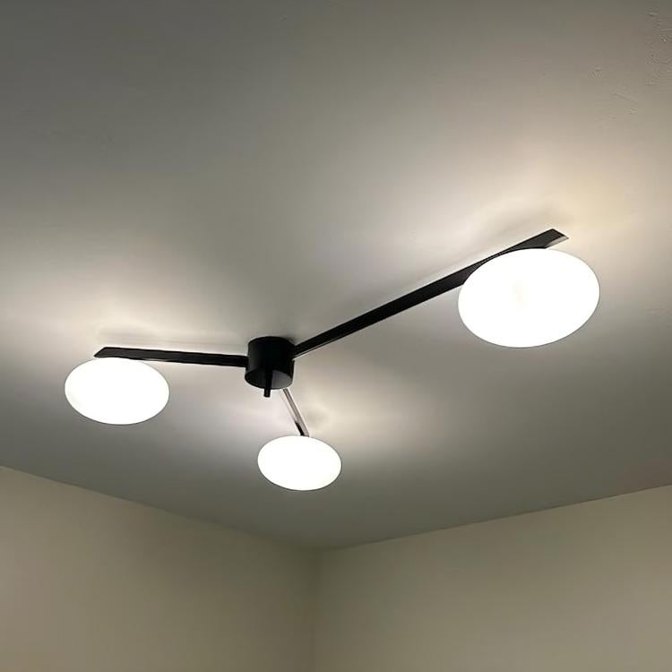 Vintage Italian Lelii Style Glass Globe Mid Century Antique Brass Ceiling Light Flush Mount Chandelier Low Ceiling 3 Arm Globe Pendant Light