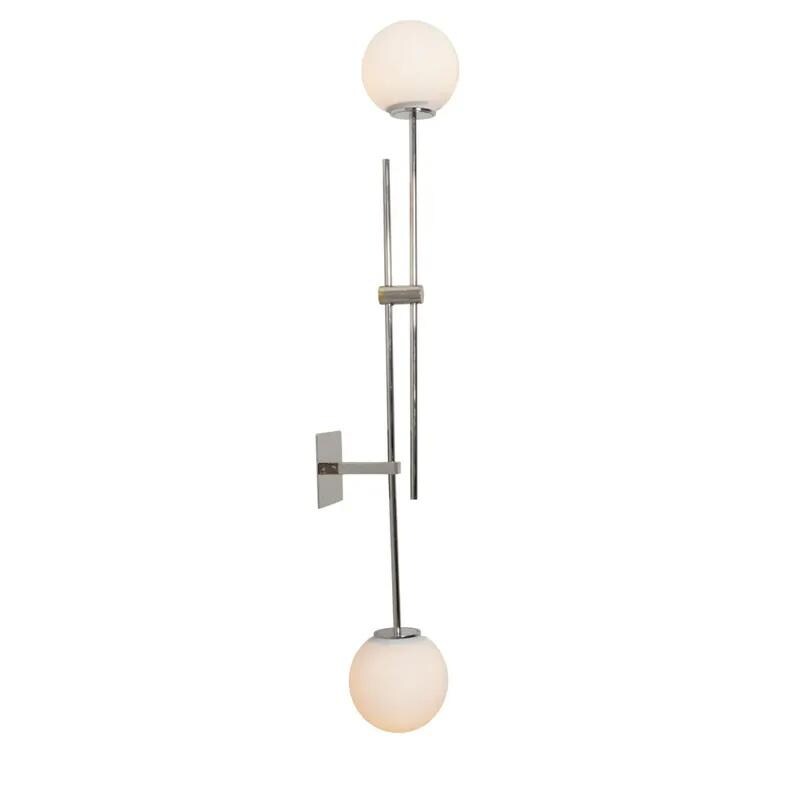 Two Glass Globe Swing Arm Articulating Bedside Wall Lamp, Handcrafted Pendant Light Brass Sputnik Wall Sconce