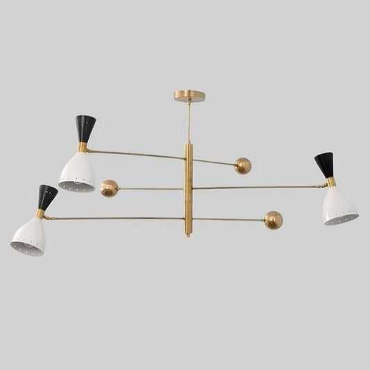 Counterbalance Stilnovo Diabolo Brass Chandelier, Mid Century Modern Sputnik Chandelier, Handcrafted Ceiling Light Fixture 3 Arms 6 Lights