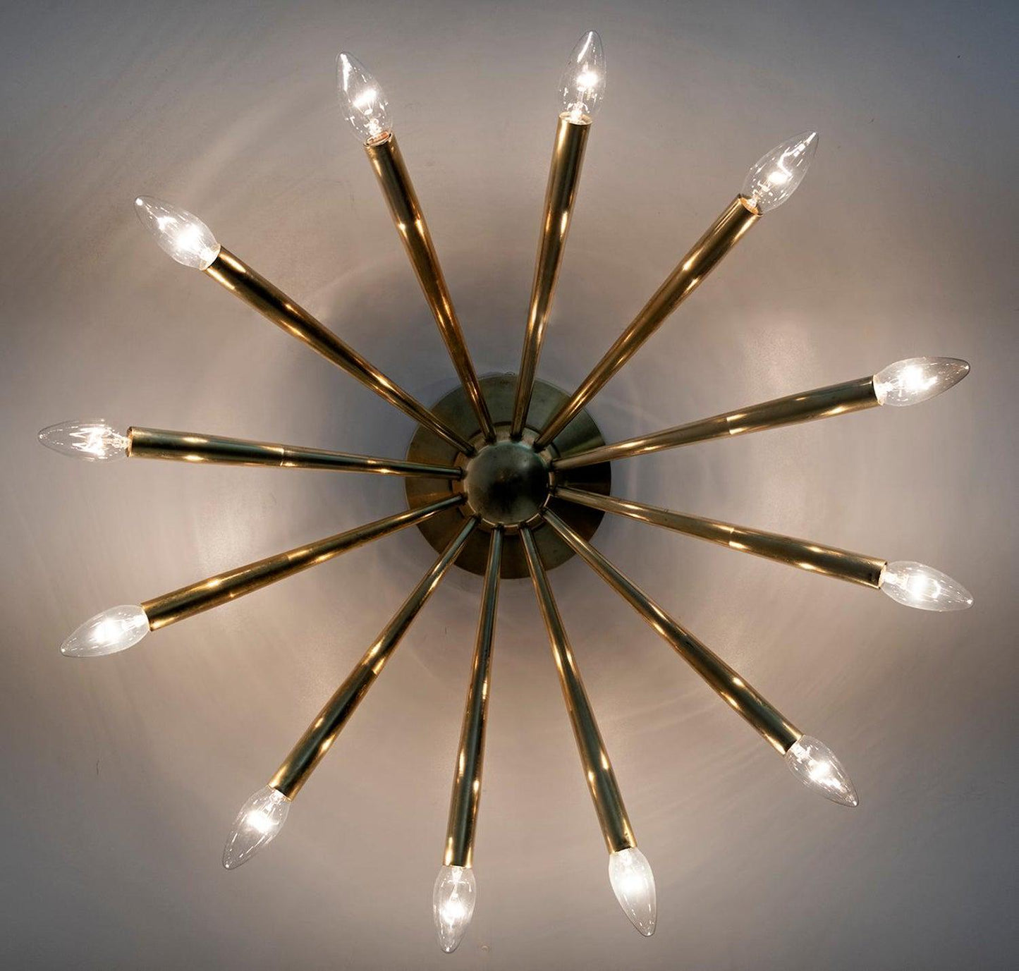Lelli Style Sputnik Starburst Wall Sconce, Mid Century Modern Italian Brass Wall Lamp, Handcrafted 1950s Style Vintage 12 Arms Wall Light
