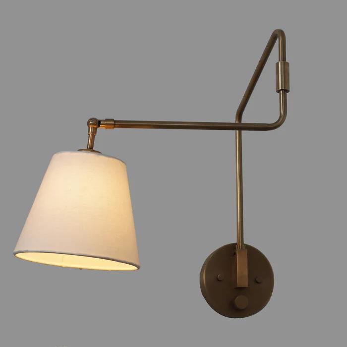 Linen Shade Adjustable Reading Wall Lamp, Single Arm Mid Century Modern Brass Wall Sconce, Vintage Inspire Elegant Design Reading Wall Light
