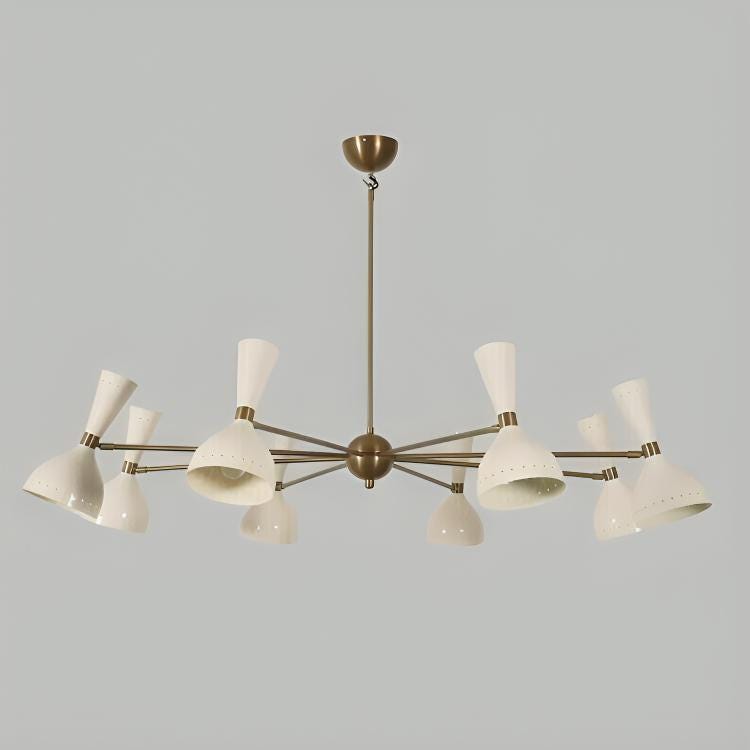 8 Arm 16 Light Stilnovo Style Diabolo Brass Chandelier, Mid Century Modern Italian Style Sputnik Chandelier, Handmade Ceiling Light Fixture
