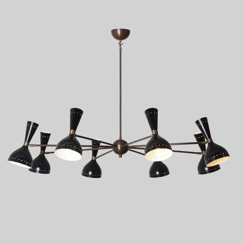 8 Arm 16 Light Stilnovo Style Diabolo Brass Chandelier, Mid Century Modern Italian Style Sputnik Chandelier, Handmade Ceiling Light Fixture