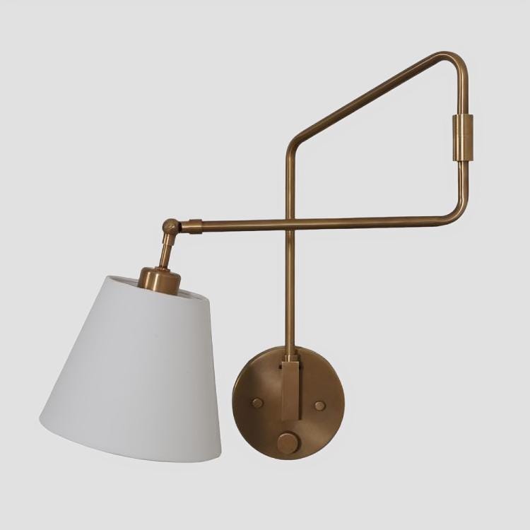 Linen Shade Adjustable Reading Wall Lamp, Single Arm Mid Century Modern Brass Wall Sconce, Vintage Inspire Elegant Design Reading Wall Light