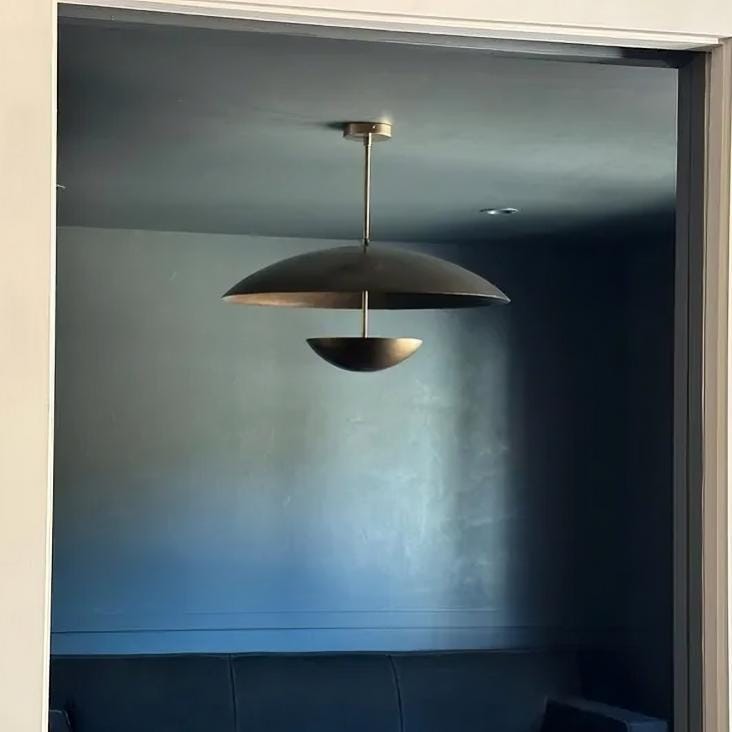 Mid Century Modern Double Dome Shade Brass Sputnik Chandelier Ceiling Semi Flush Mount Light Fixture Wall Lamp Handcrafted Chandelier
