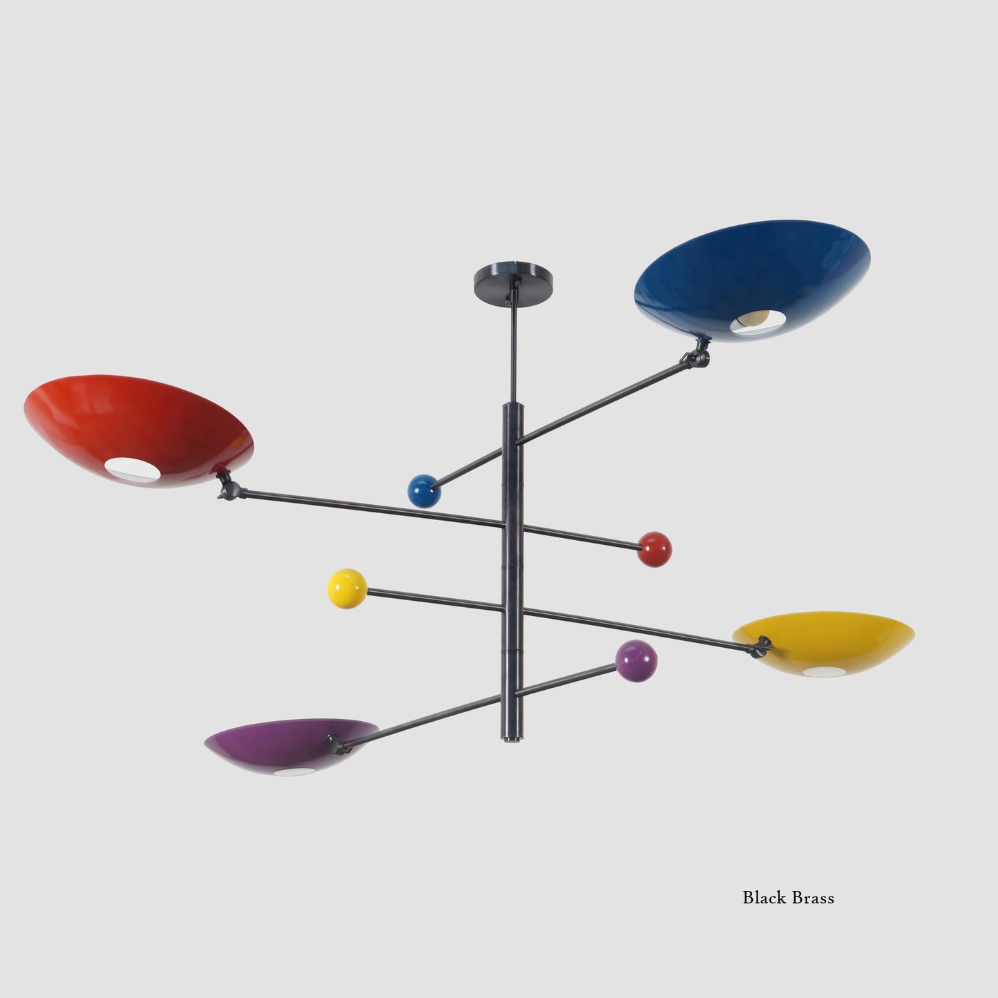 Stilnovo Counterbalance Multicolor Disk Chandelier, Mid Century Modern 4 Shade Sputnik Brass Chandelier, Counterweight Ceiling Pendant Light