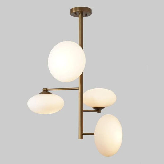 Four Globe Mid Century Modern Sputnik Brass Chandelier, Handcrafted Ceiling Light, Brass Frame Glass Globe Design Pendant Light Fixture