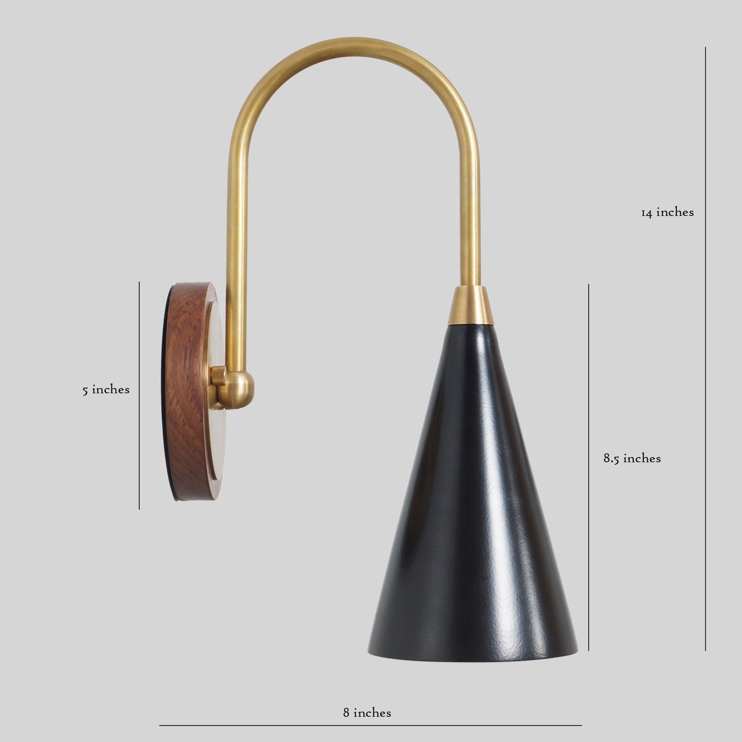 Salona Enamel Shade Brass Wall Sconce With Wood Canopy, Mid Century Modern Single Light Wall Lamp, Handmade Vintage European Inspired Light