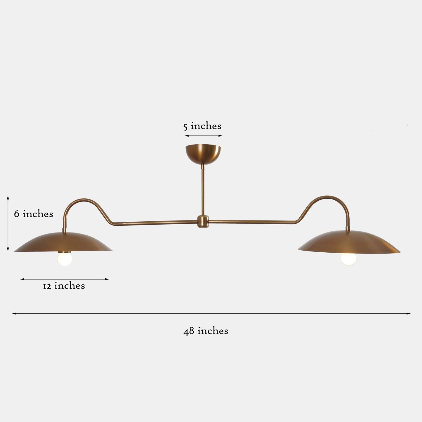 Linear Counterbalance Double Shade Brass Chandelier, Mid Century Modern Counterweight Brass Ceiling Pendant Light Fixture