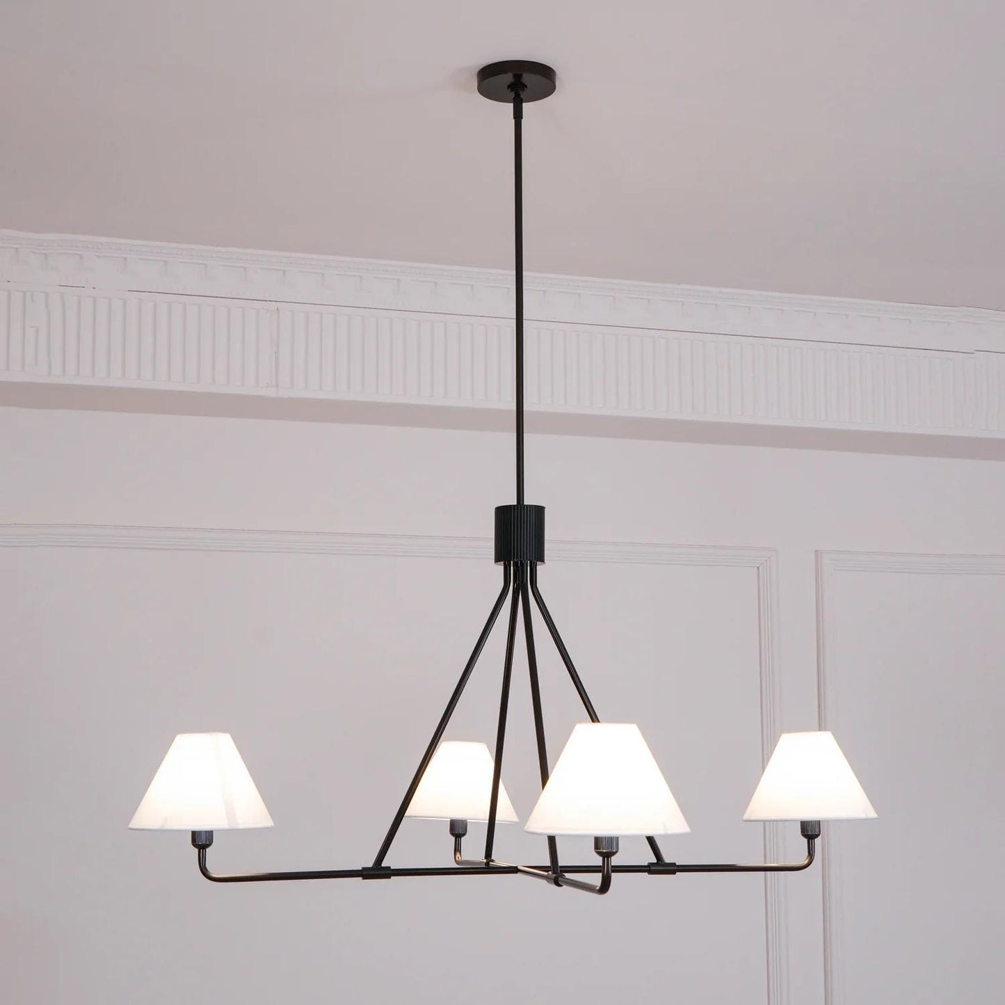 Quarter Linen Shade Kitchen Island Modern Pendant Light, Custom Hanging Ceiling Lamp Home Decor Handmade Brass Ceiling Light Fixture 4 Light