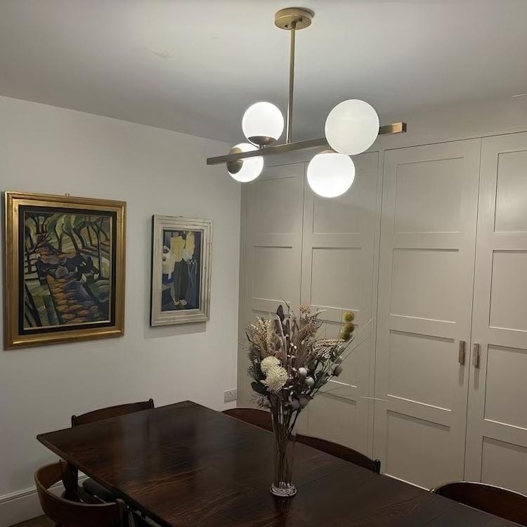 Minimalist Modern Linear Ceiling Pendant Light Fixture Handcrafted Contemporary 4 Globe Brass Chandelier Kitchen Island Dining Hallway Light