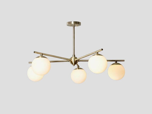 5 Globe Mid Century Sputnik Chandelier, Handcrafted Modern Sputnik Lamp Ceiling Light, Brass Lights Glass Globe Design Pendant Light Fixture