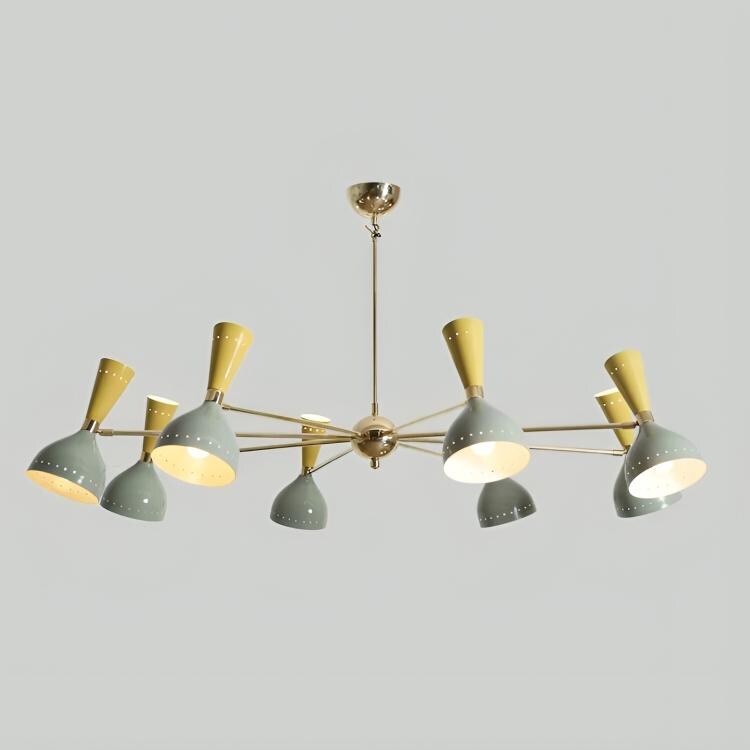 8 Arm 16 Light Stilnovo Style Diabolo Brass Chandelier, Mid Century Modern Italian Style Sputnik Chandelier, Handmade Ceiling Light Fixture