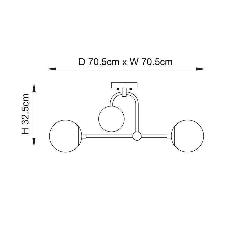 Semi-Flush Mount Arco Globe Chandelier, Mid Century Modern Low Ceiling Light Fixture, Glass Globes Dreamy Bubble Brass Chandelier 4 Lights