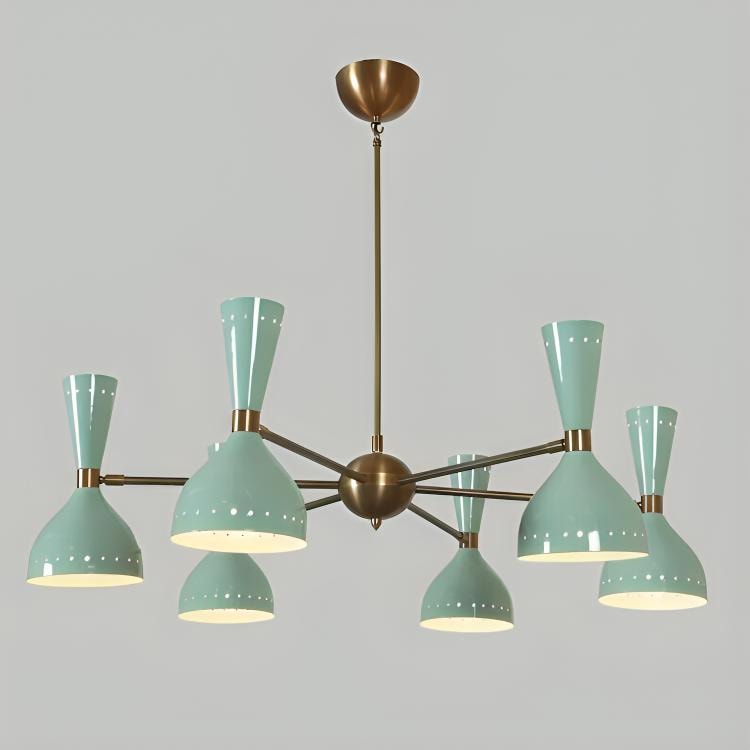 Stilnovo Style DIABOLO Italian Sputnik Chandelier, Mid Century Modern Custom 6 Arm 12 Light Handcrafted Brass Ceiling Light Fixture Art Deco