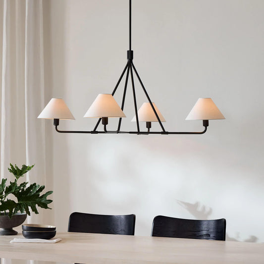 Quarter Linen Shade Kitchen Island Modern Pendant Light, Custom Hanging Ceiling Lamp Home Decor Handmade Brass Ceiling Light Fixture 4 Light