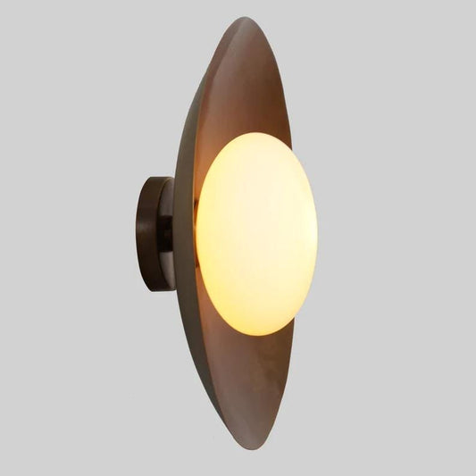 Large Single Opal Shape Globe Brass Wall Sconce, Mid Century Style Brass Wall Lamp Globe Shade Wall Lamp, Handcrafted Vintage Wall Sconce