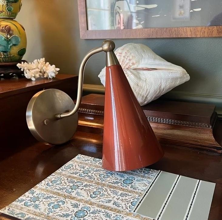 Brass Enamel Conical Shade Wall Sconce, Mid Century Modern Industrial Wall Lamp,  Handcrafted Custom Antique Light Fixture Home Décor
