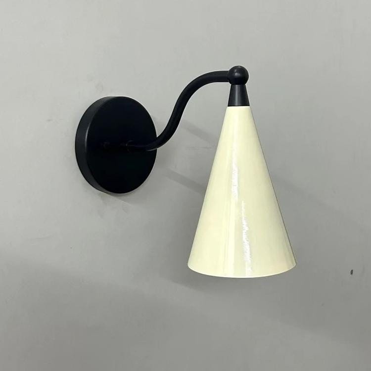 Brass Enamel Conical Shade Wall Sconce, Mid Century Modern Industrial Wall Lamp,  Handcrafted Custom Antique Light Fixture Home Décor