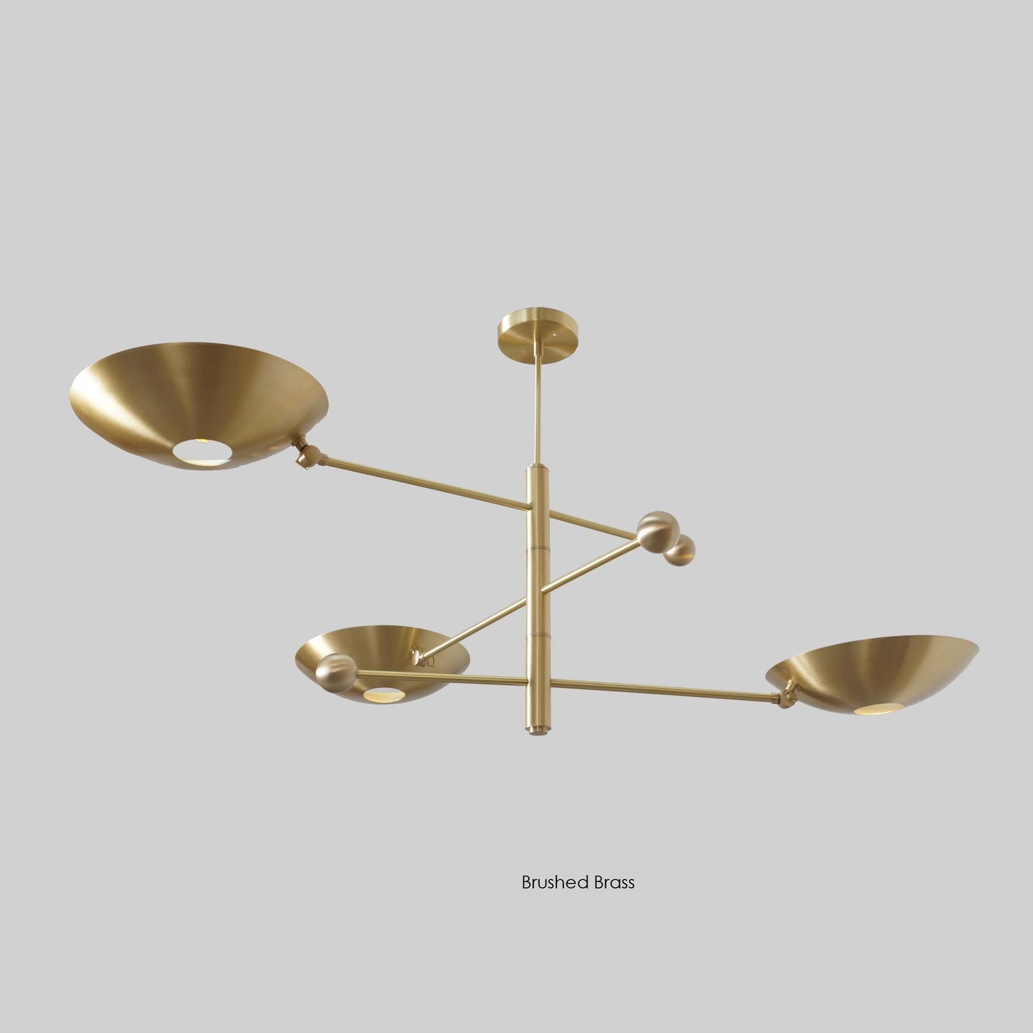 Italian Adjustable Counterweight Stilnovo Ceiling Lamp, Counterbalance 3 Shade Brass Chandelier, Mid Century Modern Light 1960s Inspired