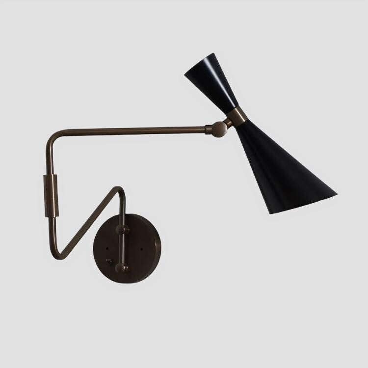 Stilnovo Style Swing Arm Wall Sconce, Mid Century Modern Brass Italian Wall Light, Handmade Single Light Adjustable Bedside Reading Lamp