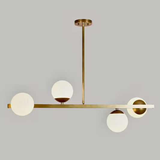 Minimalist Modern Linear Ceiling Pendant Light Fixture Handcrafted Contemporary 4 Globe Brass Chandelier Kitchen Island Dining Hallway Light
