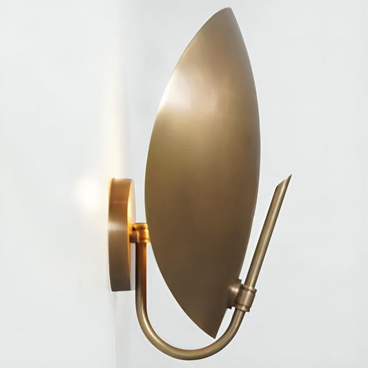 Brass Curved Petal Shade Wall Lamp, Mid Century Modern Turtle Wall Sconce, Antique Vintage Style Wall Light, Industrial Style Light Fixture