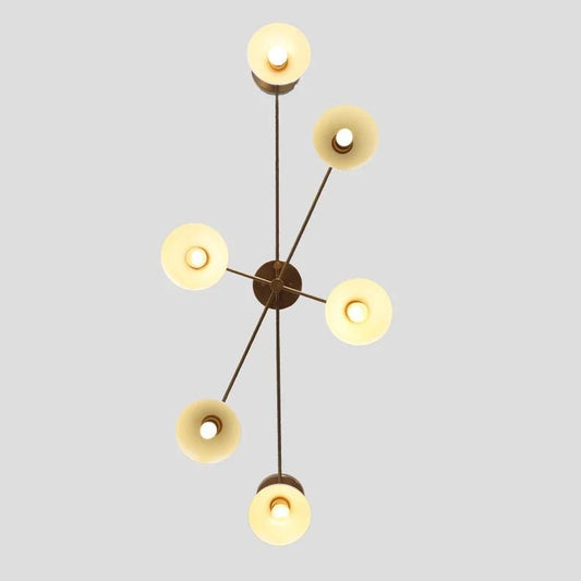 6 Light Half Dome Shade Mid Century Modern Brass Sputnik Chandelier Ceiling Flush Mount Light Fixture Wall Lamp Handcrafted Chandelier