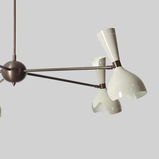 Large Stilnovo Style 5 Arms 10 Lights Raw Brass Sputnik Chandelier Light Fixture, Handcrafted Brass Chandelier, Unique Design Ceiling Light