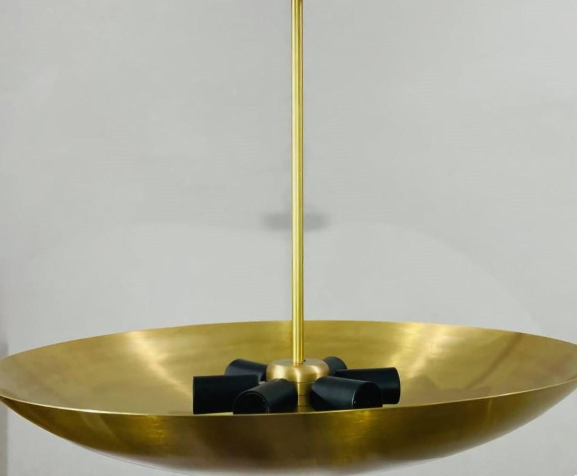 Dome Shape Mid Century Modern Brass Sputnik Rey Chandelier, Handcrafted Semi Flush Mount Ceiling Light Fixture Custom 6 Light Wall Lamp