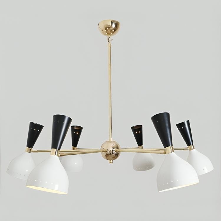 Stilnovo Style DIABOLO Italian Sputnik Chandelier, Mid Century Modern Custom 6 Arm 12 Light Handcrafted Brass Ceiling Light Fixture Art Deco