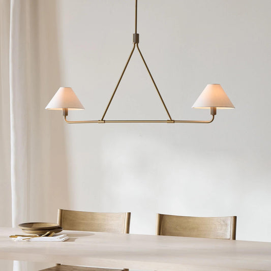 Double Linen Shade Kitchen Island Modern Pendant Light, Ceiling Pendant Light Hanging Light Fixture, Home Decor Custom Brass Ceiling Light
