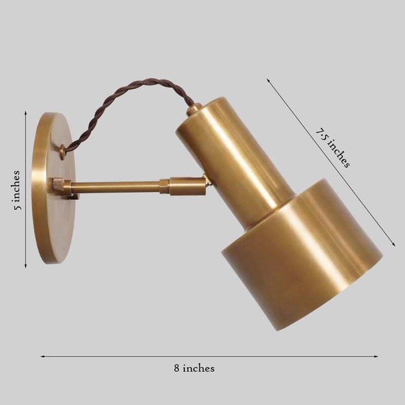 Mid Century Modern Brass Wall Sconce, Minimalist Adjustable Articulate Industrial Task Light, Handmade Vintage Inspired Bedside Accent Lamp